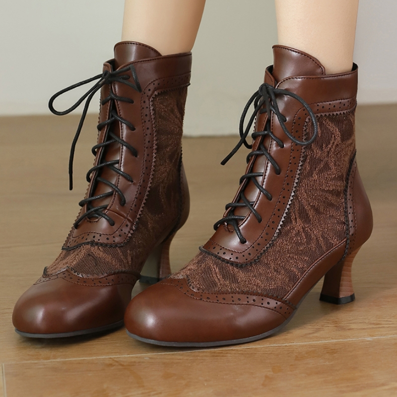 Vintage Old Fashion - Big Size Vintage Short Boot Female