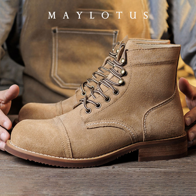 Vintage Old Fashion - Suede Boot Goodyear-Welted Motorcycle Rugged Heritage