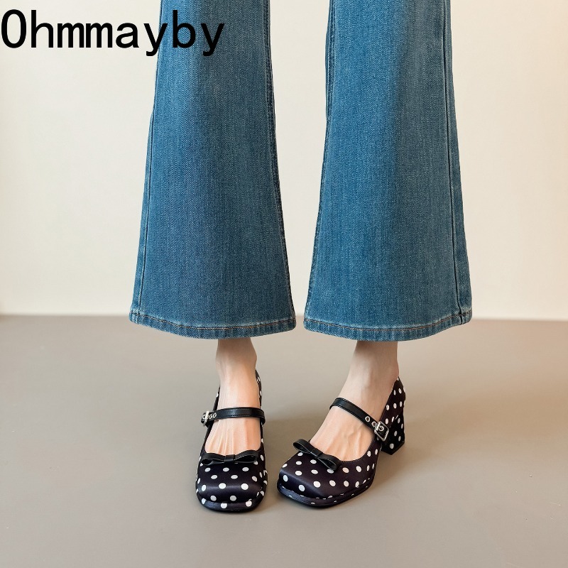 Vintage Thick Heel Polka Dot W - Vintage Fashion Wear 评论和价格