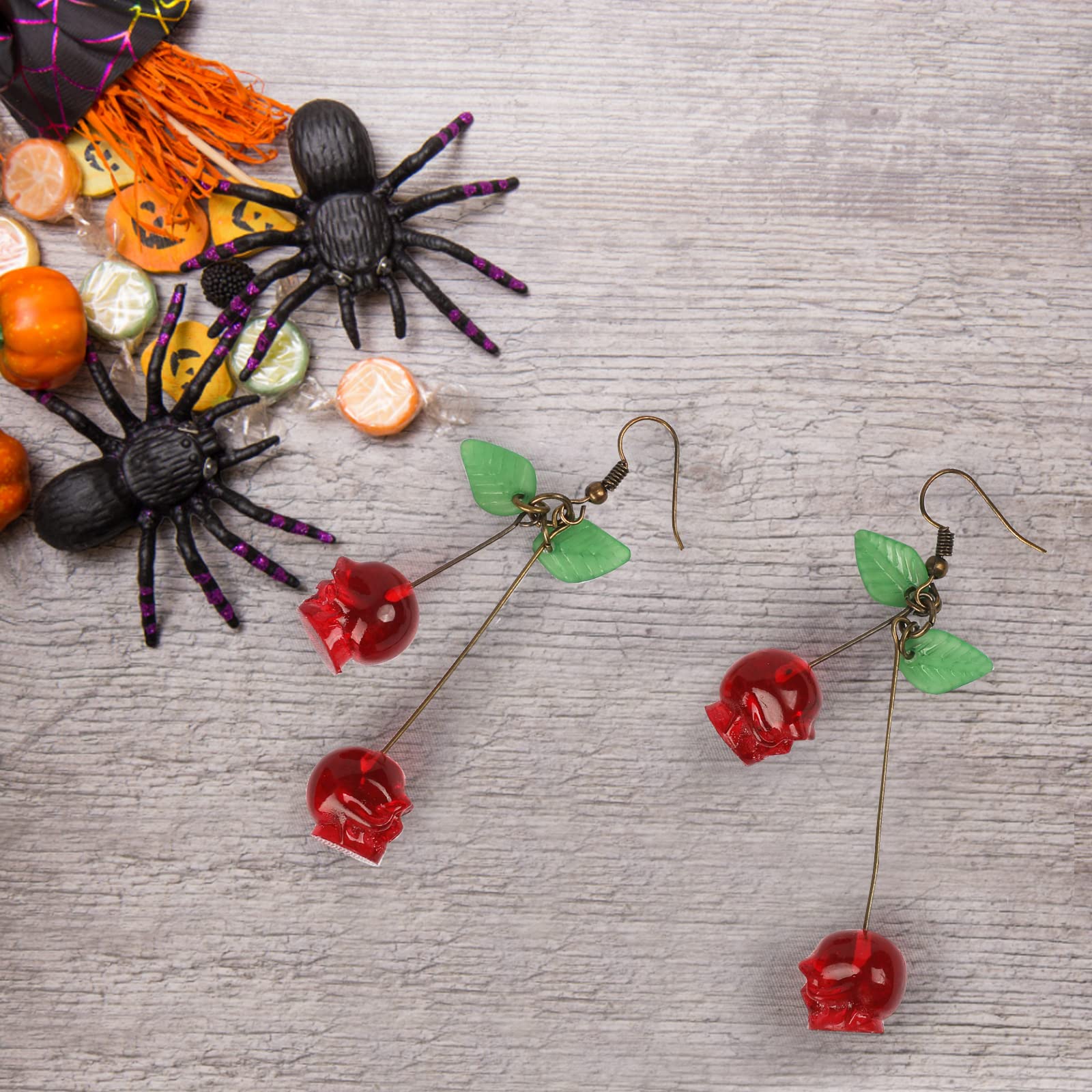 Skull Cherry -Red Skulls Earri - Quirky Vintage Fashion 评论和价格