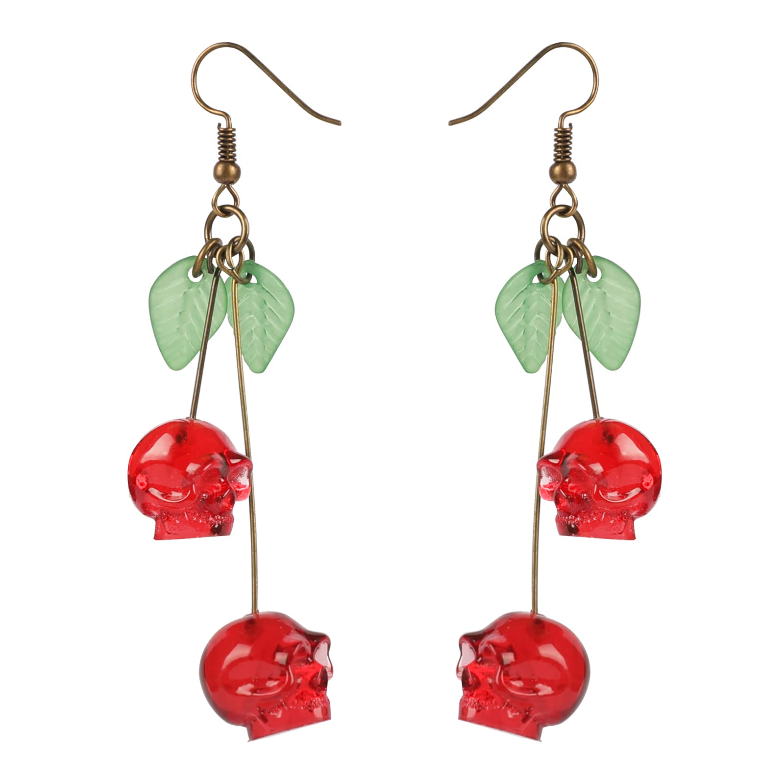 Skull Cherry -Red Skulls Earri - Quirky Vintage Fashion 评论和价格