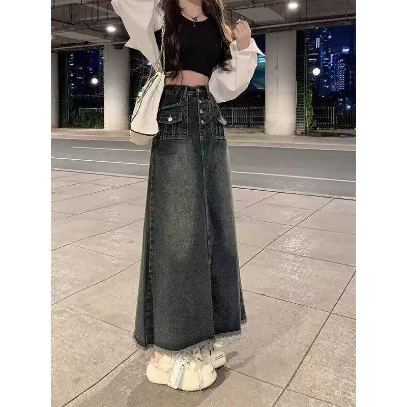 High Waist A-Line Midi Denim S - Denim Skirt Midi Vintage 评论和价格