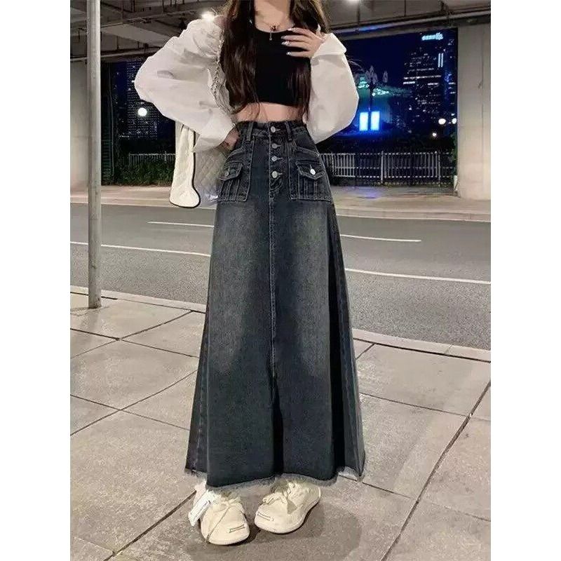 High Waist A-Line Midi Denim S - Denim Skirt Midi Vintage 评论和价格