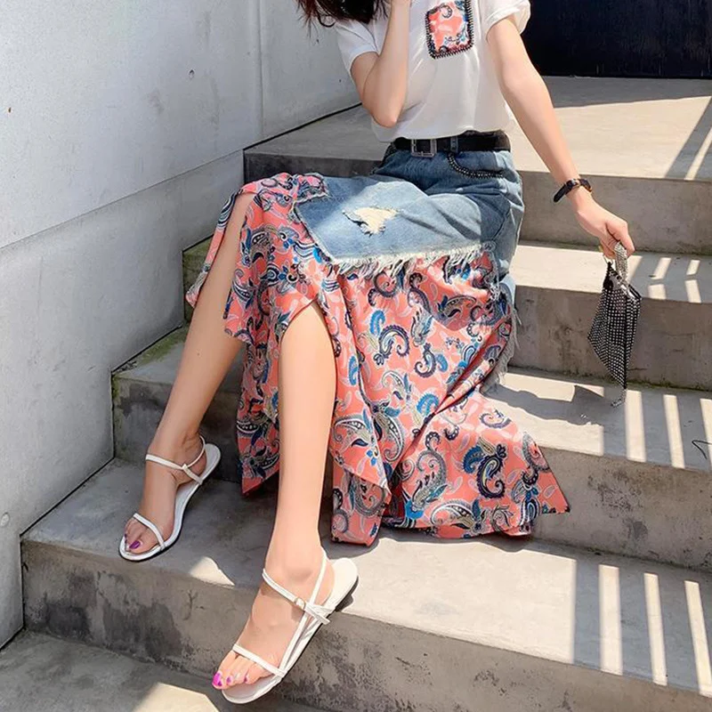 Summer High Waist Long Skirts  - Denim Skirt Midi Vintage 评论和价格