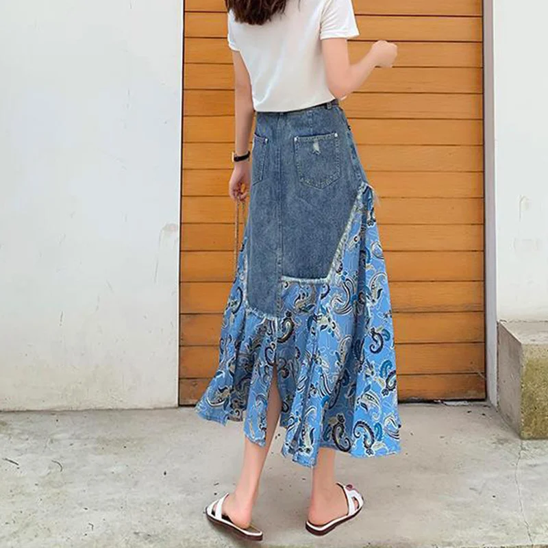 Summer High Waist Long Skirts  - Denim Skirt Midi Vintage 评论和价格