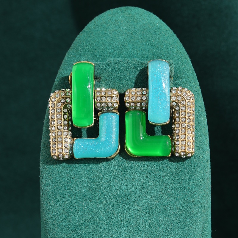 Vintage Blue Glass Green Geome - Vintage Fashion Jewelry Brands 评论和价格