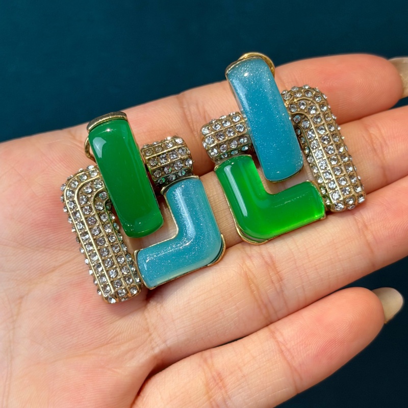 Vintage Blue Glass Green Geome - Vintage Fashion Jewelry Brands 评论和价格