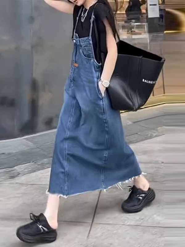 Vintage American Denim Overall - Denim Skirt Midi Vintage 评论和价格