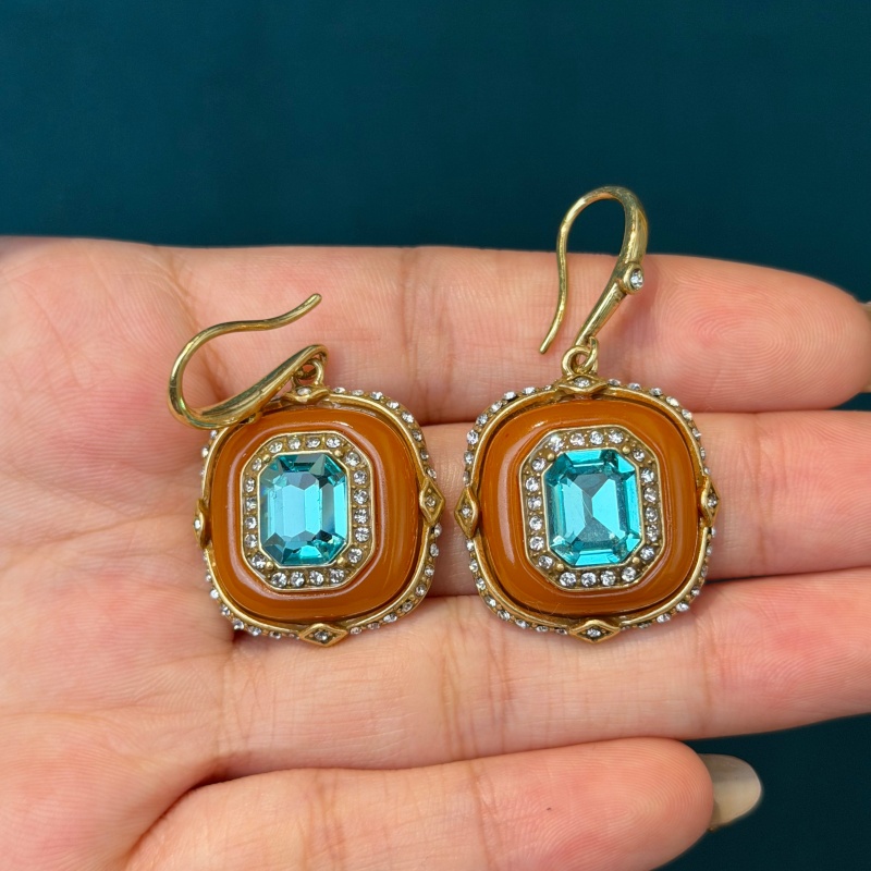 Vintage Blue Crystal Orange Gl - Vintage Fashion Jewelry Brands 评论和价格