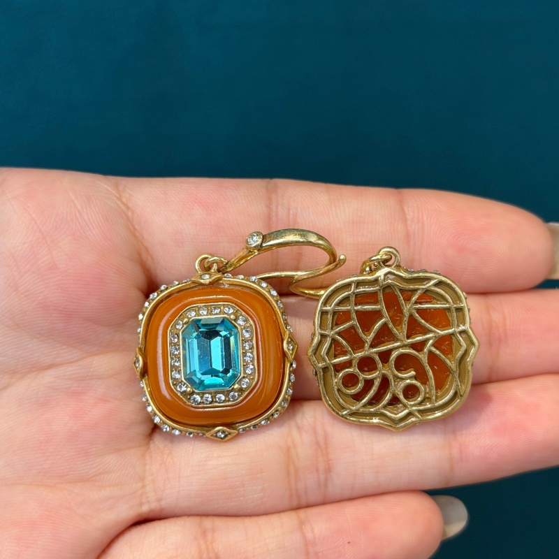 Vintage Blue Crystal Orange Gl - Vintage Fashion Jewelry Brands 评论和价格