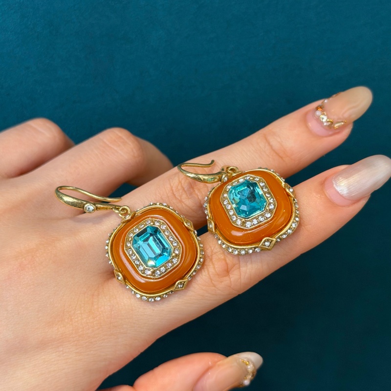 Vintage Blue Crystal Orange Gl - Vintage Fashion Jewelry Brands 评论和价格