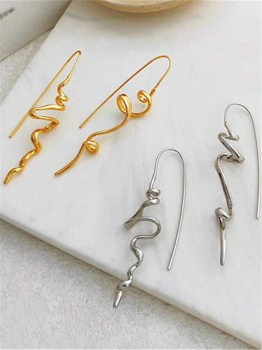 1 Pair Old Money Wavy Retro Ea - Vintage Fashion Old Money 评论和价格