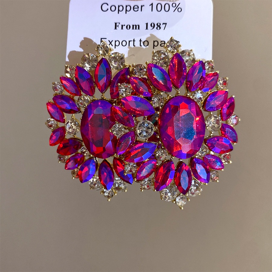 Oval Center Crystal Floral Stu - Vintage Fashion Center 评论和价格