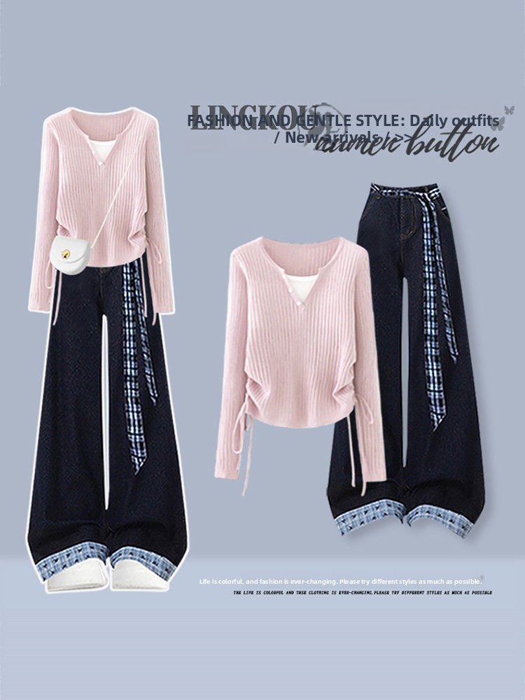 Korean Style High Waist Knitte - Vintage Fashion Wear 评论和价格