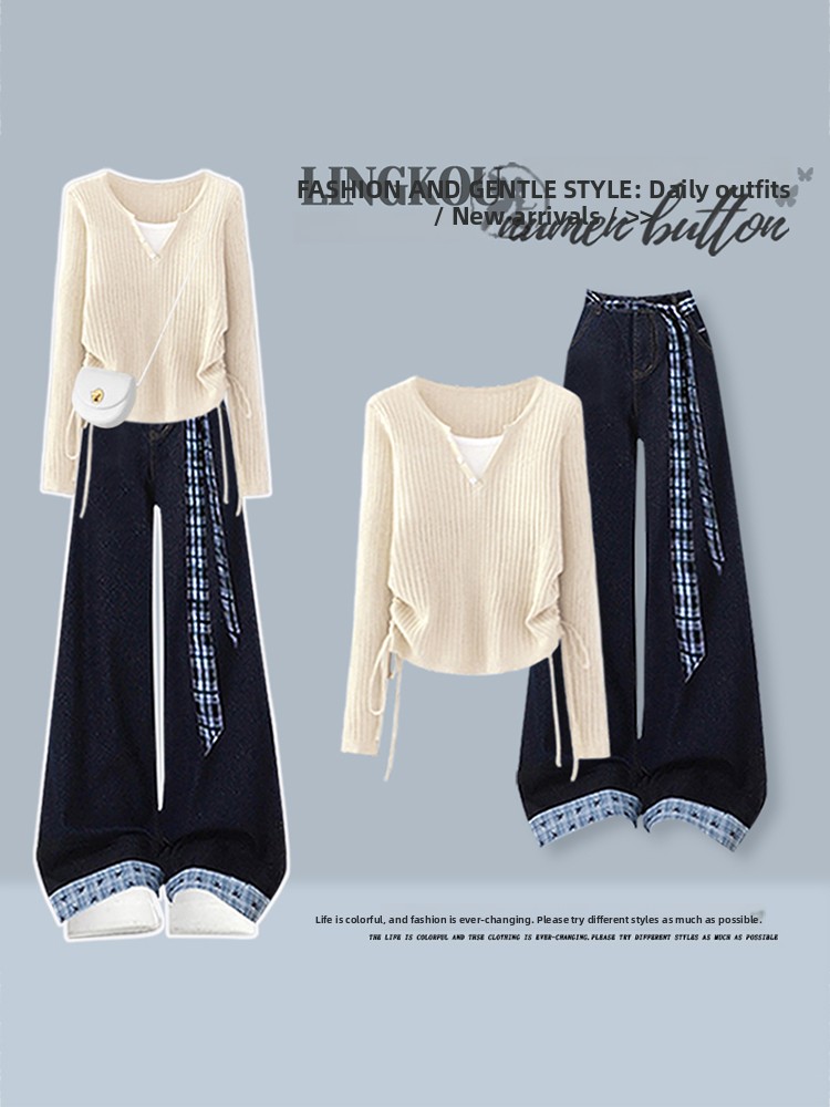 Korean Style High Waist Knitte - Vintage Fashion Wear 评论和价格
