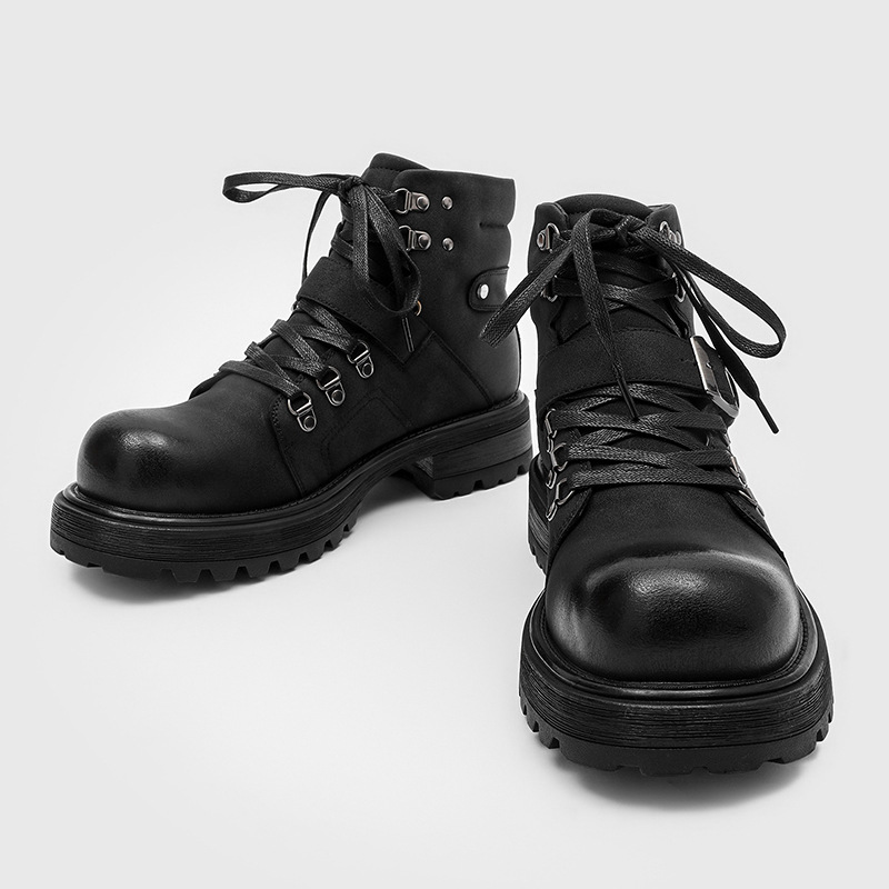 Brand Men Leather Boots Motorc - Vintage Old Fashion 评论和价格