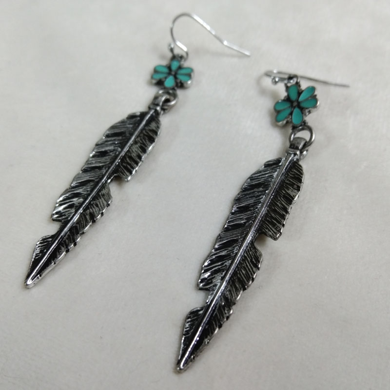 Antique Silver Feather Drop Ea - Vintage Fashion Jewelry Brands 评论和价格