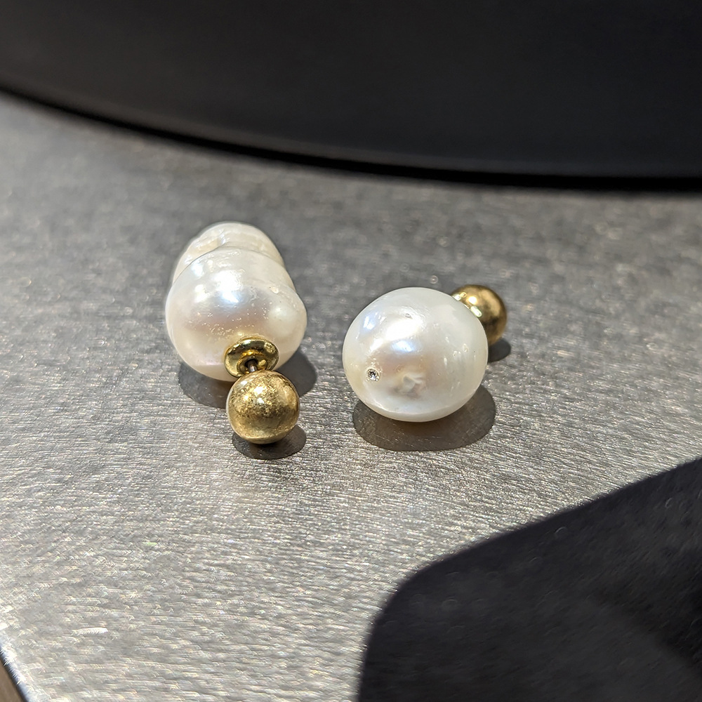 Natural Freshwater Pearl Stud  - Vintage Fashion Center 评论和价格
