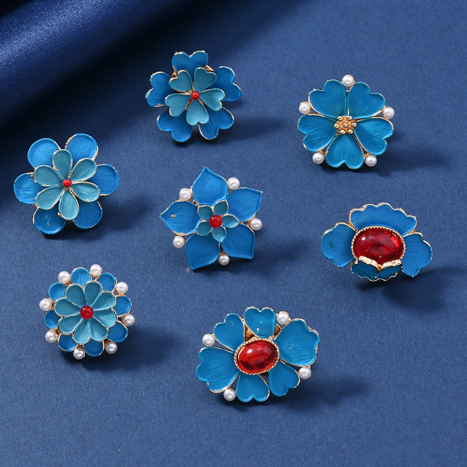 Vintage Enamel Blue Flower Bro - Vintage Fashion Wear 评论和价格