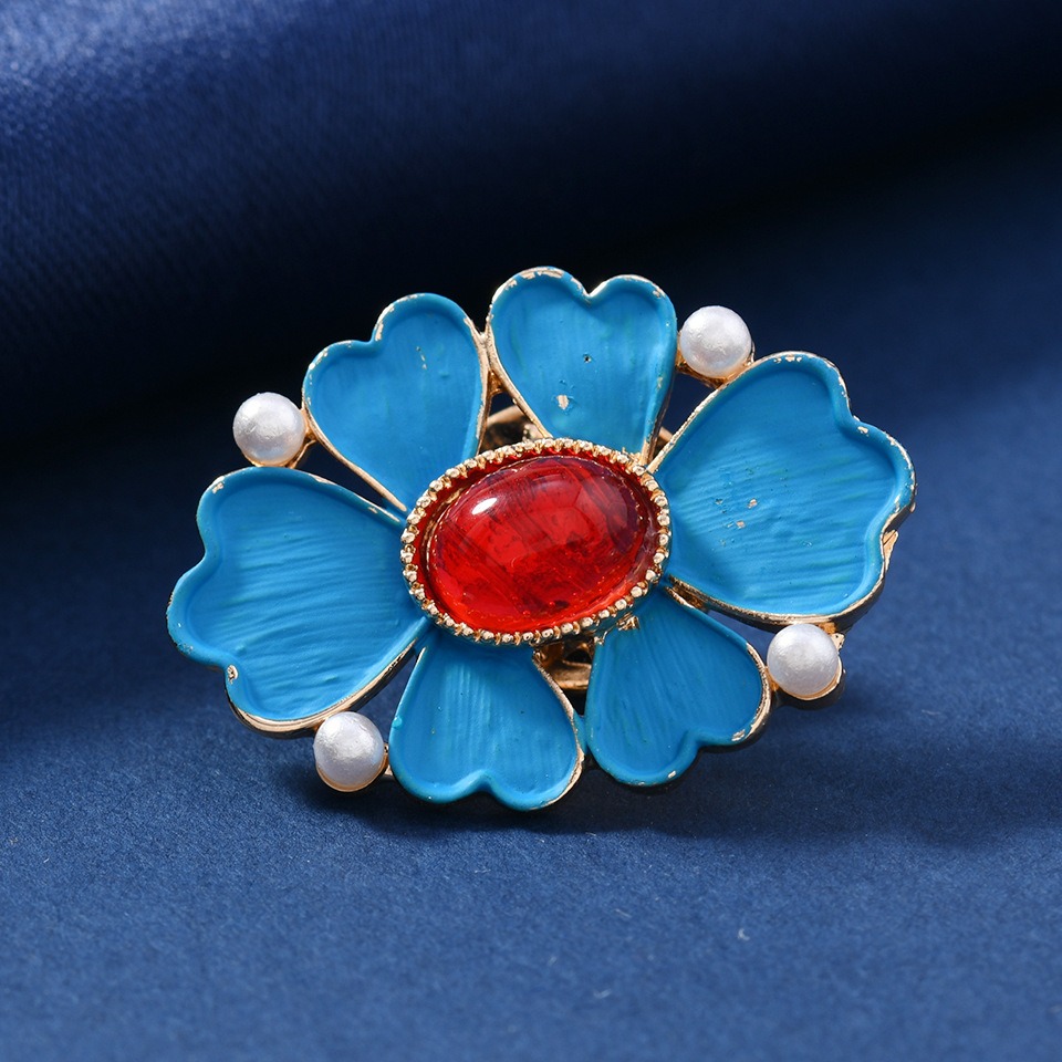 Vintage Enamel Blue Flower Bro - Vintage Fashion Wear 评论和价格