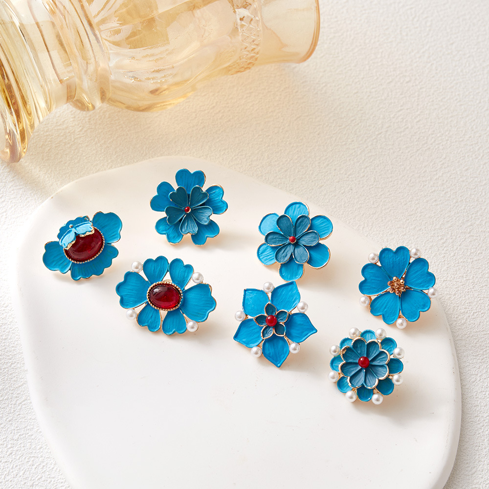 Vintage Enamel Blue Flower Bro - Vintage Fashion Wear 评论和价格