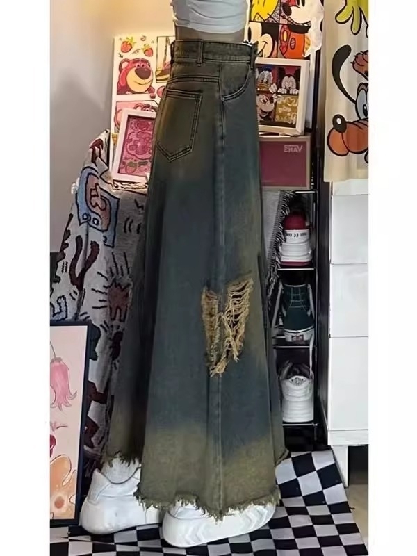 High Waist A-Line Midi Denim S - Denim Skirt Midi Vintage 评论和价格
