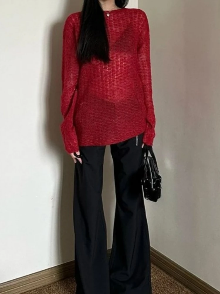 Y2K See-Through Knitted Women' - Vintage Fashion 评论和价格