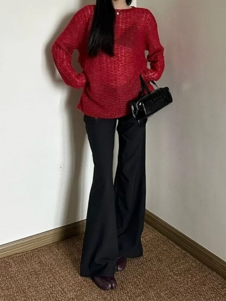 Y2K See-Through Knitted Women' - Vintage Fashion 评论和价格