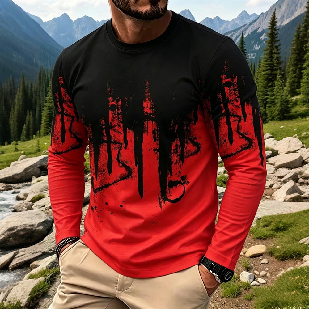 Men's Gradient Ink Splash Long - Vintage Fashion 评论和价格